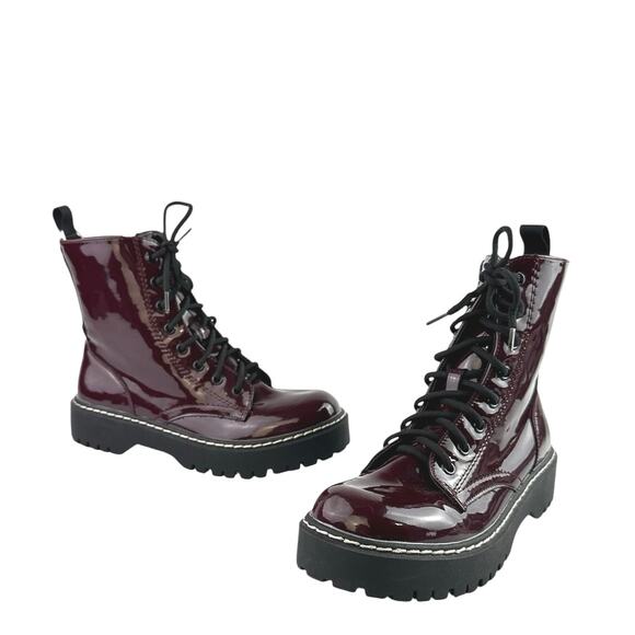 Sincerely Jules Harley Women's Red Patent Leather Lace Up Combat Boots Size 7.5 - Picture 5 of 8